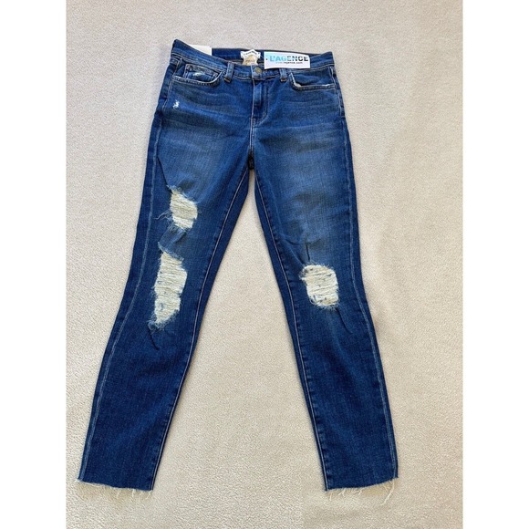L’agence Denim Blue Marcelle French Slim Fit Authentique Distressed Jean Size 26 - Picture 2 of 3